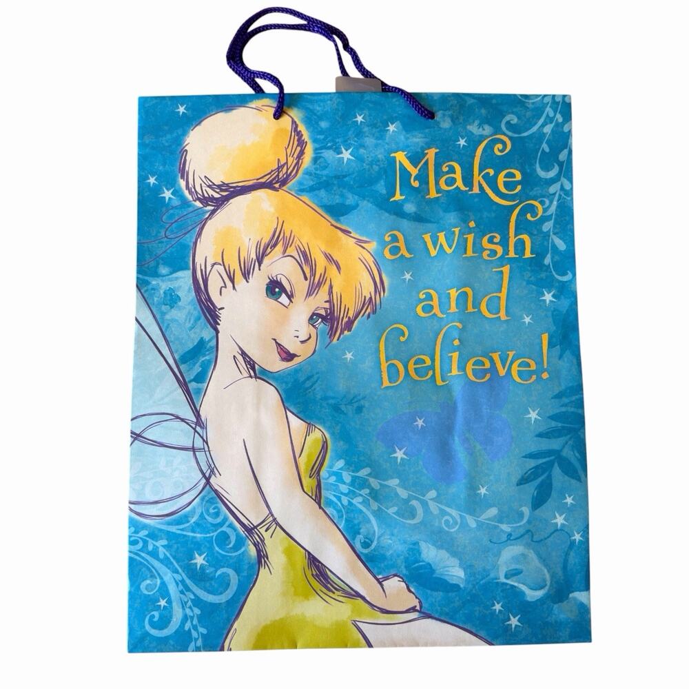Vintage Disney Tinker Bell Hallmark Gift Bag NOS NEW Make A Wish & Believe Y2K